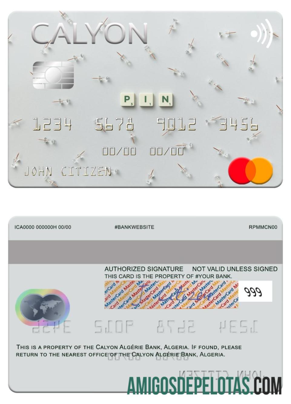 Argélia Calyon Argélia Bank Mastercard amostra